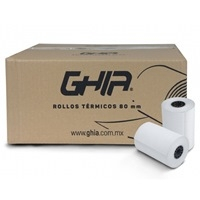 Caja rollo papel termico Ghia 80x70 mm /50 piezas /para impresoras de 80mm // reacción negro