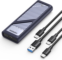 [‎15511] Carcasa M.2 NVMe Aluminio, USB C 3.2 Gen 2 10Gbps2230/2242/2260/2280, con Cable USB C y Cable USB A Gris Oscuro